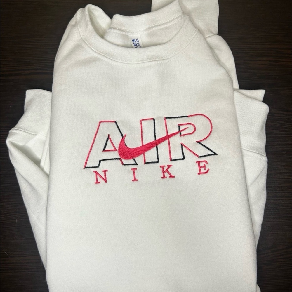Custom Nike Air Letters White Sweatshirt